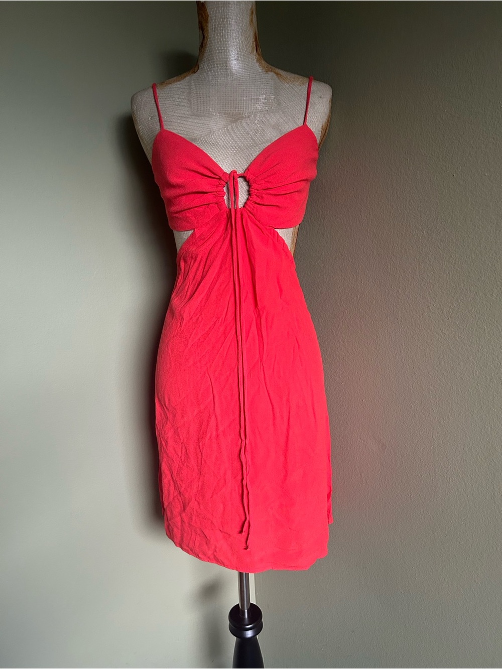 H&M Vibrant Orange Spaghetti Strap Dress Cutout NWT Sz S